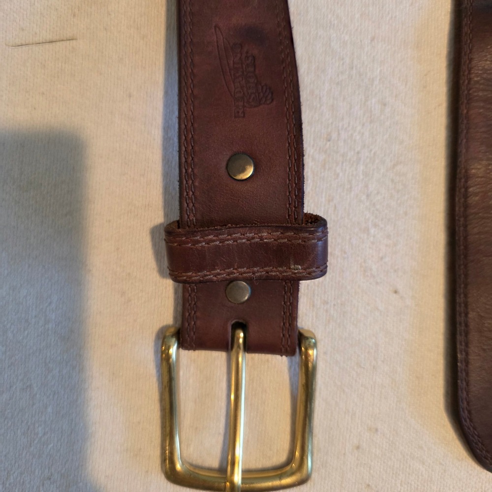Red Wing Shoes Mens 36 Brown Leather Belt 96524 Solid Brass Buckle USA Made - Picture 3 of 5